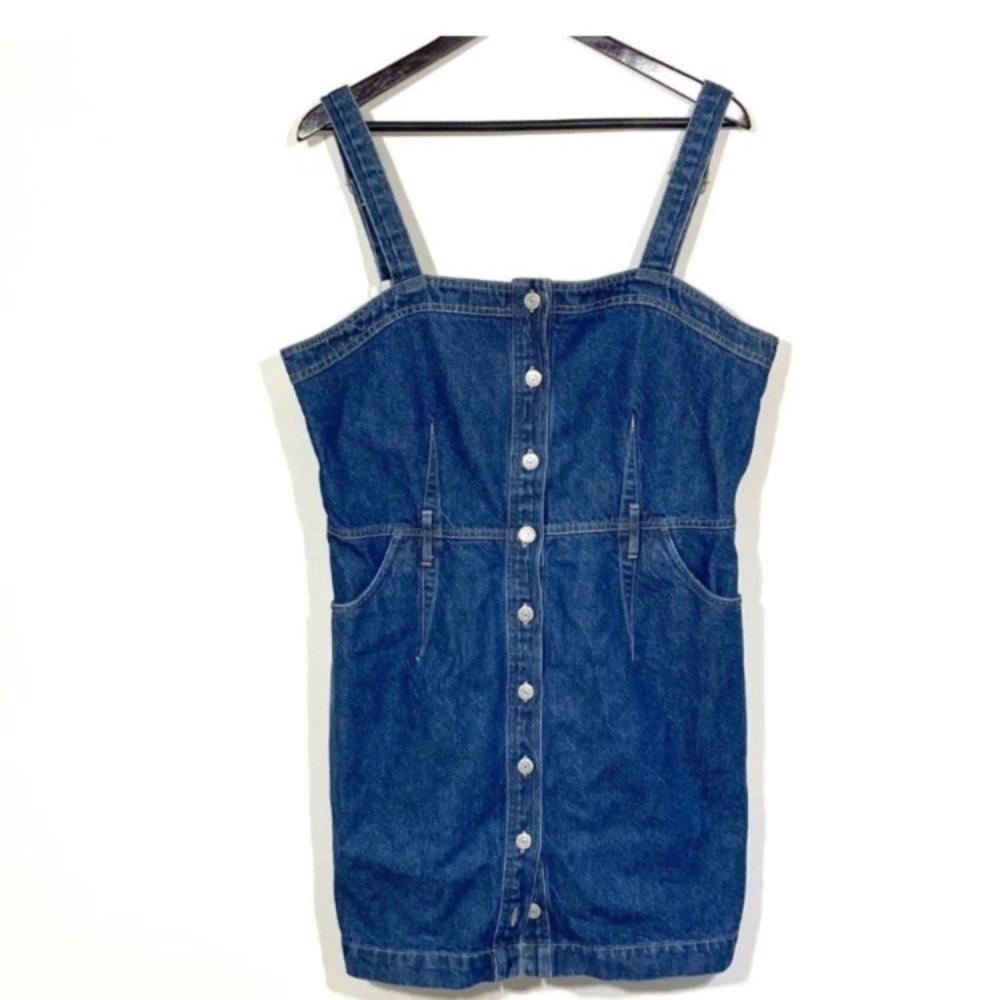☀️2/$29 sale! Levi's Strauss Button Front Denim Overall 
Dress XL NWT